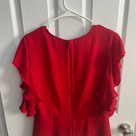 Bebe Blouse Vera cascading sleeve keyhole top Goji berry size medium new w/ tags - Picture 10 of 13
